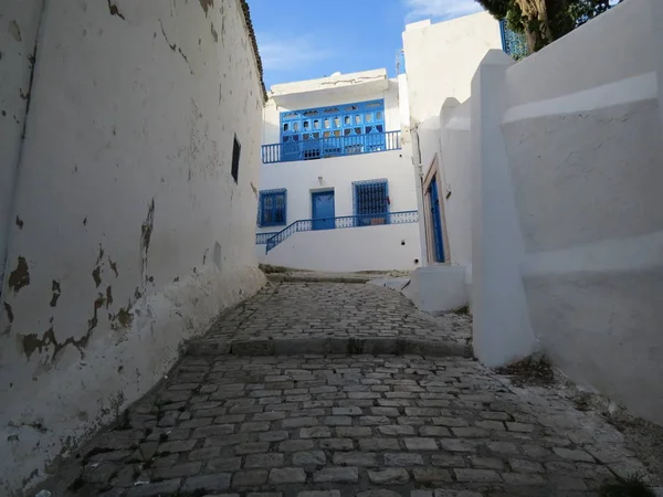 Sidi Bou Said Famoso Pueblo Con Arquitectura Tradicional Tunecina Paredes — Foto de Stock