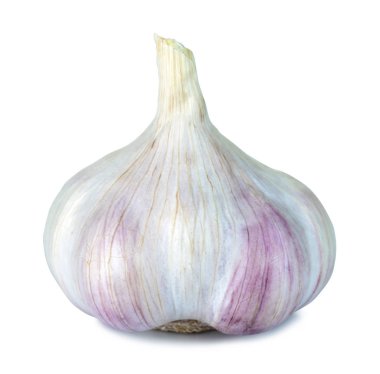 Taze sarımsak baş kırpma yolu ile beyaz bir arka plan üzerinde izole