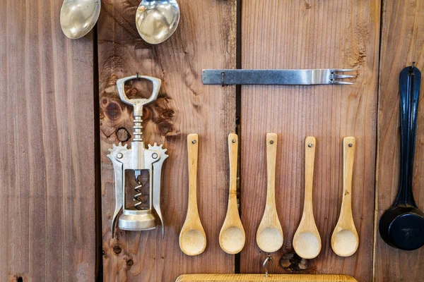 Kitchen Equipment Cutlery Collection Isolated Wall — Stock Photo, Image