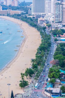 Pattaya City ve plaj, kuş gözü veiw fotoğraf sahne arasındaki yol