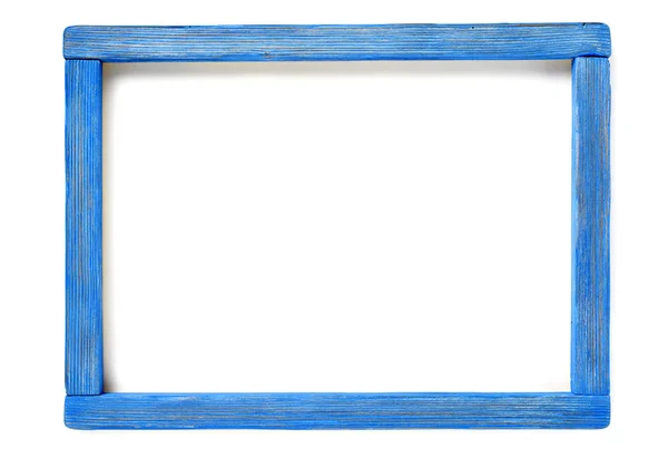Moldura Madeira Azul Isolada — Fotografia de Stock