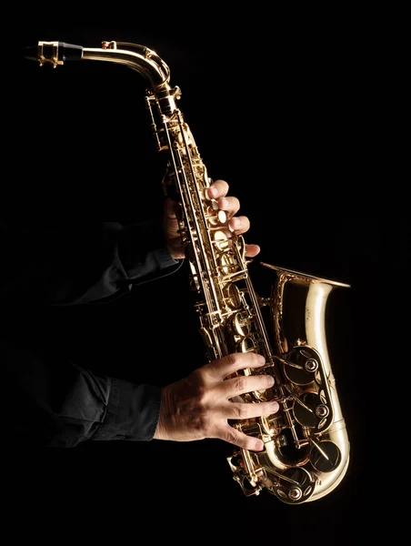 Saxofonista Tocando Saxofone Alt — Fotografia de Stock
