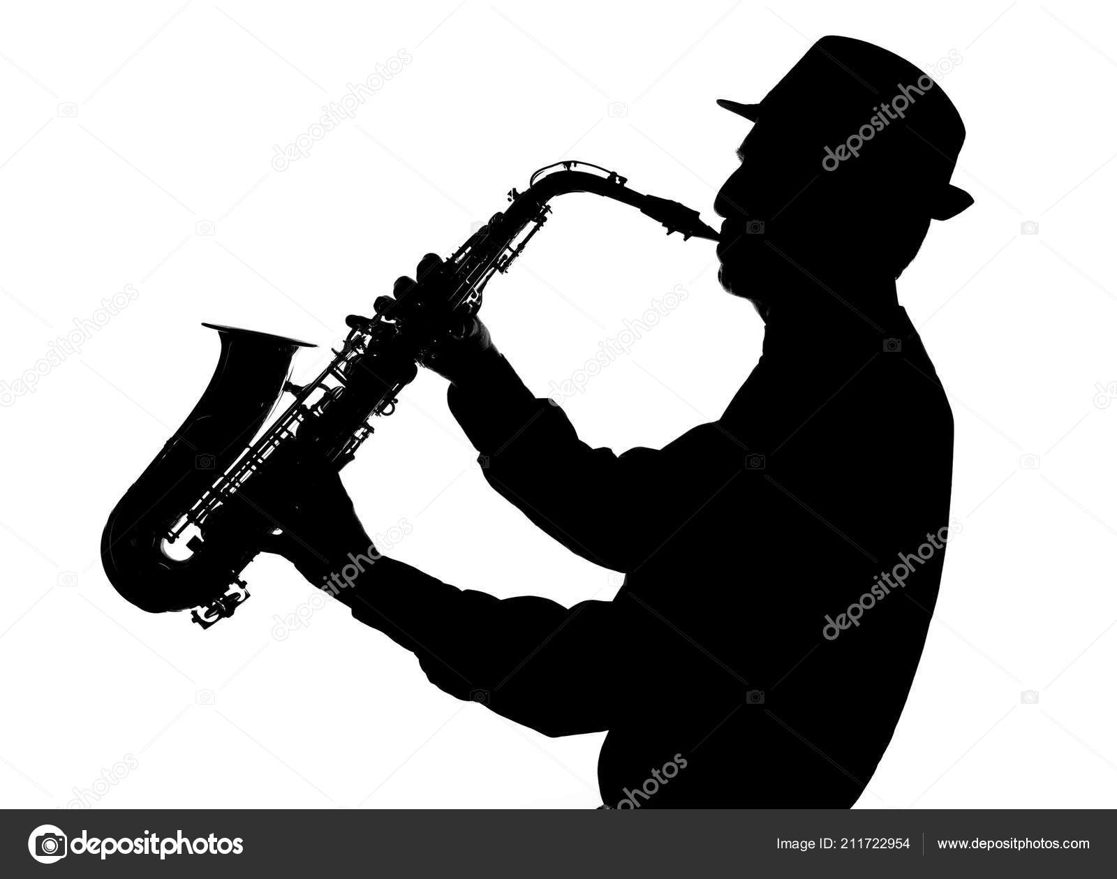 Jazz Saxophonist Silhouette White Stock Photo By C Estudiosaavedra 211722954