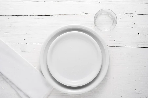 Blanc Ustensiles Table Fond Vivant — Photo
