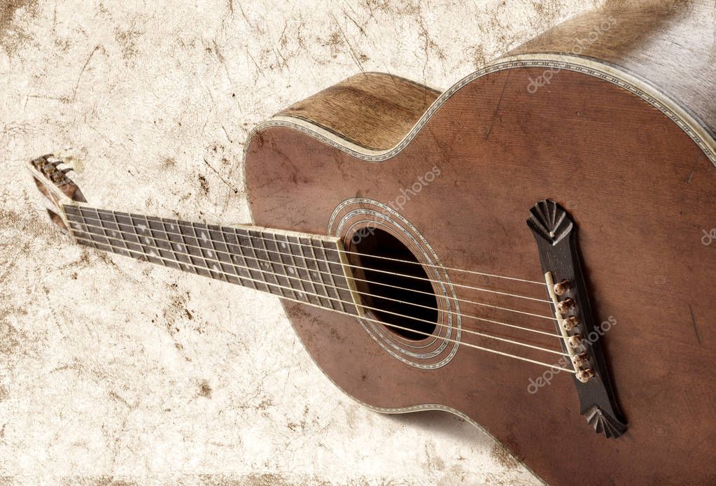 vintage acoustic blues guitar,retro image