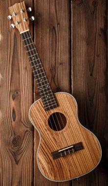 zebrawood koyu ahşap arka plan üzerinde yapılmış güzel tenor ukulele