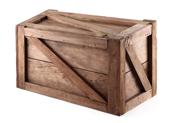 Caja Envío Madera Clásica Aislada — Foto de Stock