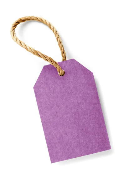 Фиолетовый Картон Этикетка Изолированы Белом — стоковое фото