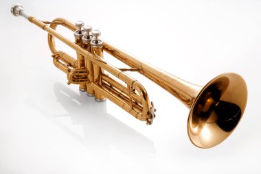 golden trumpet on white background clipart