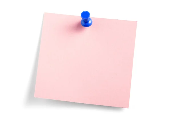 Roze Met Blauwe Draw Pin Geïsoleerd Nota — Stockfoto