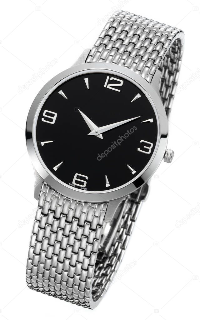 stainless steel wristwatch for man, isloated