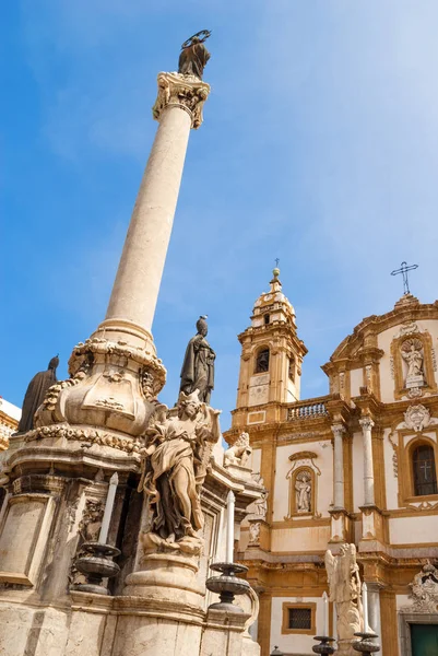 Barroco Monumento Encantador Com Igreja Palermo Sicília — Fotografia de Stock