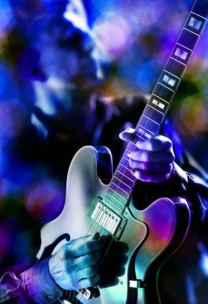 Acid jazz guitarist on stage — Stock Photo, Image