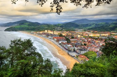 Zarauz village and beach,Basque coast;Spain clipart