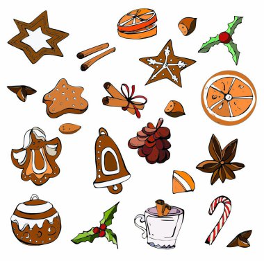 beyaz bir arka plan üzerinde yeni yıl unsurları