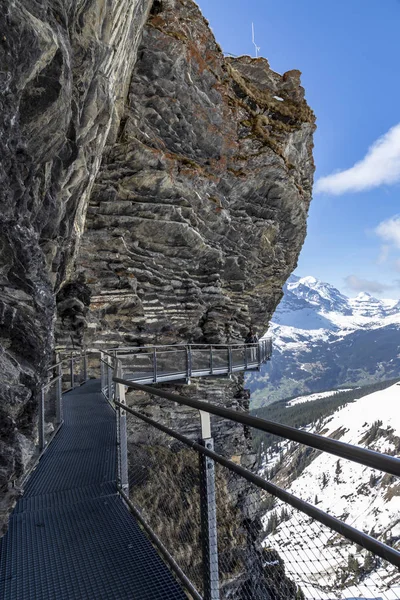 Paseo Por Acantilado Del Cielo Primer Pico Montaña Los Alpes — Foto de Stock