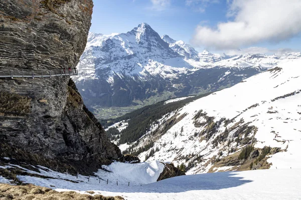 Sky cliff walk on First peak of Alps mountain at Grindelwald Switzerland , metal cliff-walk