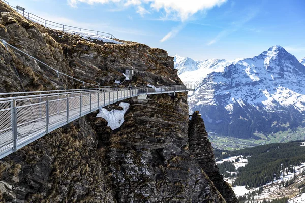 Promenade Dans Falaise Ciel Sur Premier Sommet Des Alpes Grindelwald — Photo