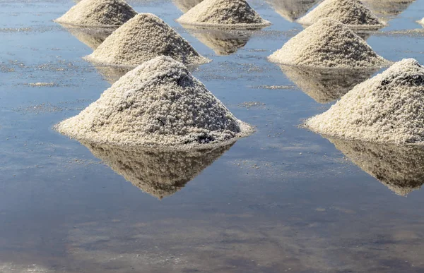 Sal Cruda Pila Sal Agua Mar Evaporación Estanques Provincia Phetchaburi — Foto de Stock