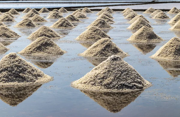 Sal Cruda Pila Sal Agua Mar Evaporación Estanques Provincia Phetchaburi — Foto de Stock