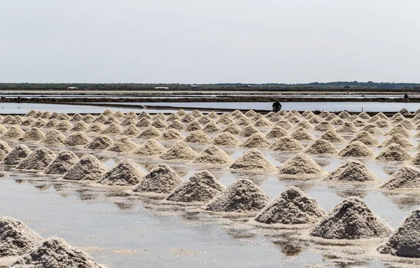 Sal Cruda Pila Sal Agua Mar Evaporación Estanques Provincia Phetchaburi — Foto de Stock