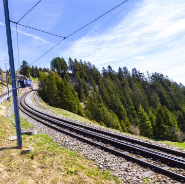 Rigi bahn elektrik kablo tramvaya Rigi kulm, alp dağ, bahn alınan
