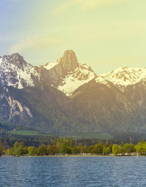 Stockhorn Bernese Alps Lake Thun Looking Street Village Berne Switzerland — Stock Photo, Image