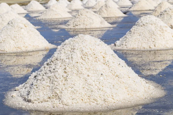 Sal Cruda Pila Sal Agua Mar Evaporación Estanques Provincia Phetchaburi — Foto de Stock