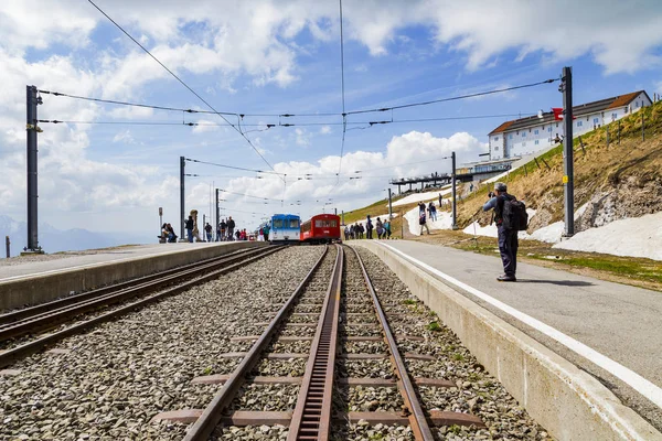 Luzern Sviçre Nisan Rigi Bahn Elektrik Kablo Tramvaya Rigi Kulm — Stok fotoğraf