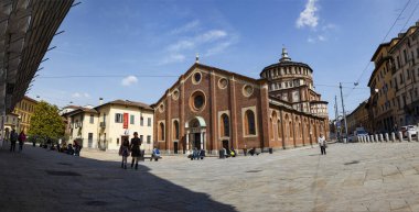 Nerede son akşam yemeği Leonardo da Vinci tarafından resim içinde tutulur Milan, İtalya - 16 Nisan 2018 - Panprama Kilisesi ve Dominik manastır Santa Maria delle grazie (Kutsal Mary Grace)