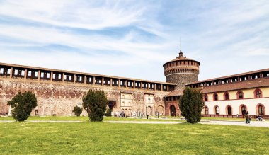 Sforza Castle (Castello Sforzesco) is a castle in Milan, Italy clipart