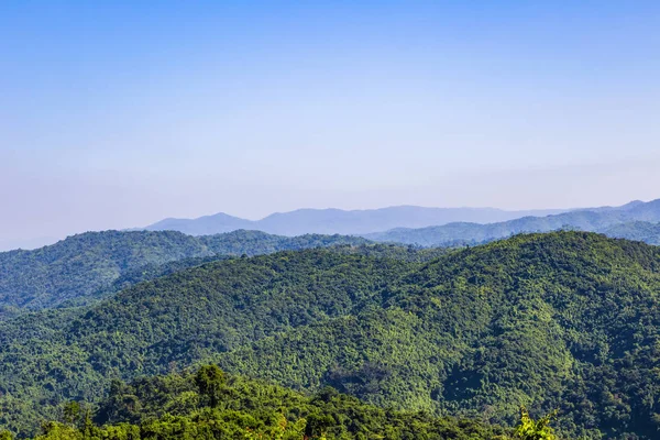 Paisaje vista de árboles verdes en la montaña selva tropical en Tailandia —  Fotos de Stock