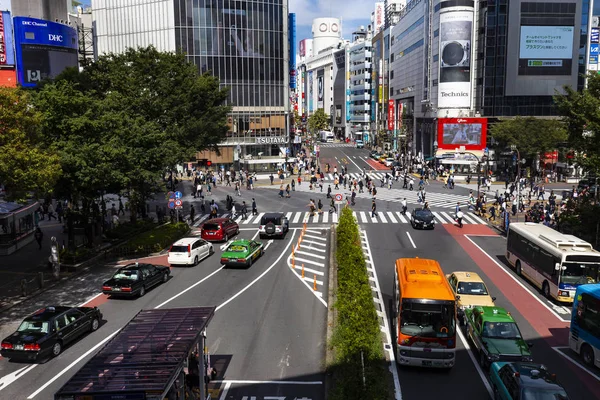 Shibuya Tokió Japán 2016 Október Shibuya Táj Nagy Tülekedés Átkelés — Stock Fotó