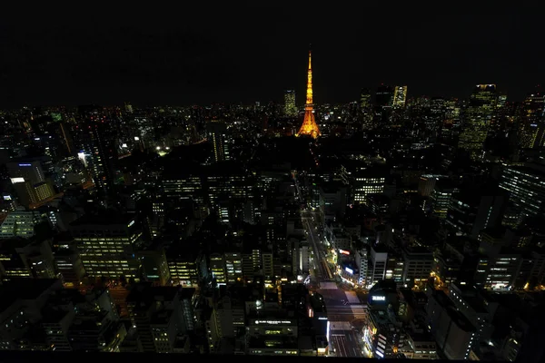 Tokyo Japan Oktober Tokyo Stadens Silhuett Kväll Med Tokyo Tower — Stockfoto