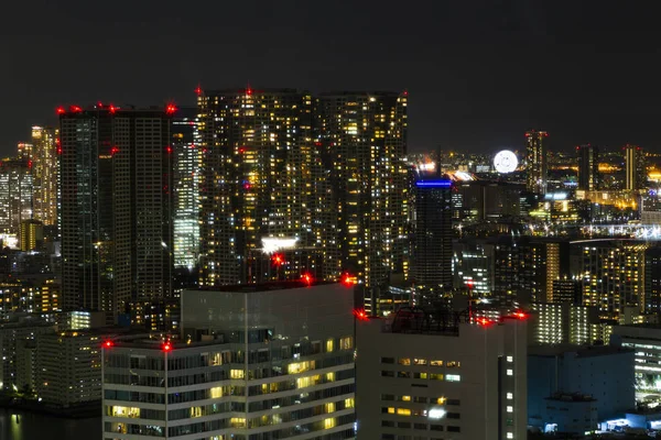 Skyline Van Stad Van Tokyo Spoorweg Met Nachtlampje Stadsgezicht Wolkenkrabber — Stockfoto
