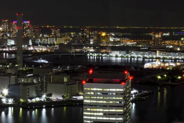 Panoramę Miasta Tokio Kolejowych Lampka Nocna Gród Japonia Drapacz Chmur — Zdjęcie stockowe