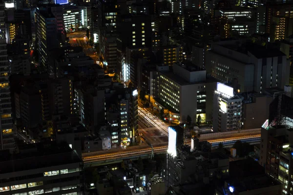 Tóquio Cidade Japão Horizonte Com Luz Noturna Paisagem Urbana Arranha — Fotografia de Stock