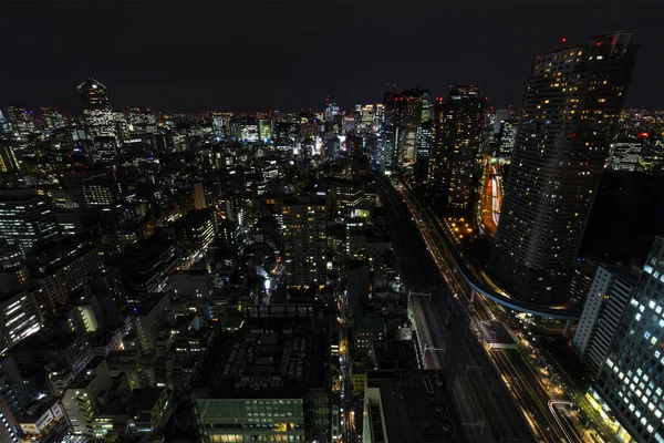 Tóquio Cidade Horizonte Com Luz Noturna Paisagem Urbana — Fotografia de Stock