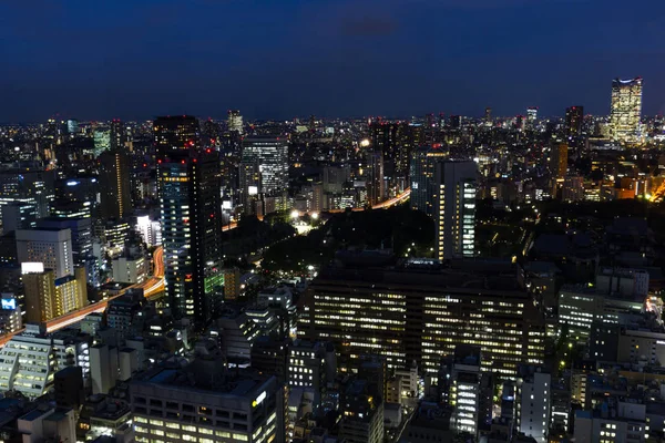 Tokyo City Japan Och Skyline Med Nattlampa Stadsbilden Skyskrapa — Stockfoto