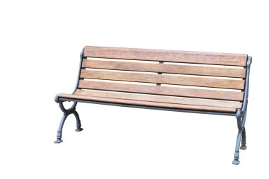 Vintage metal ve ahşap beyaz kırpma yoluyla bankta izole