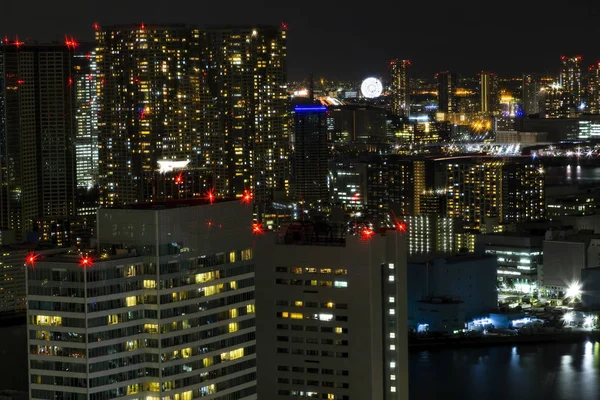 Tokyo Stadens Silhuett Och Järnvägen Med Nattlampa Stadsbild Skyskrapa Japan — Stockfoto