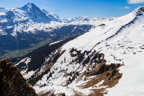 Eiger Norh Čelí Vrchol Hory Alpy Švýcarsku Bachlager Vodopád Pohled — Stock fotografie