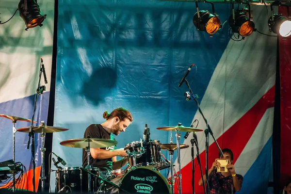 Yessentuki Territorio Stavropol Rusia Agosto 2017 Festival Bateristas Músico Escenario — Foto de Stock