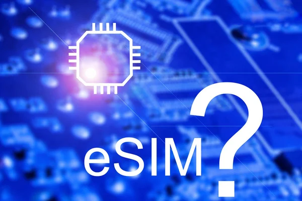eSIM Embedded SIM card icon symbol concept. SIM card evolution c