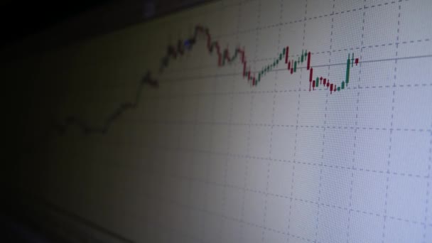 Patrones de movimiento los gráficos de stock en una forma acelerada sobre fondo blanco, enfoque selectivo — Vídeo de stock