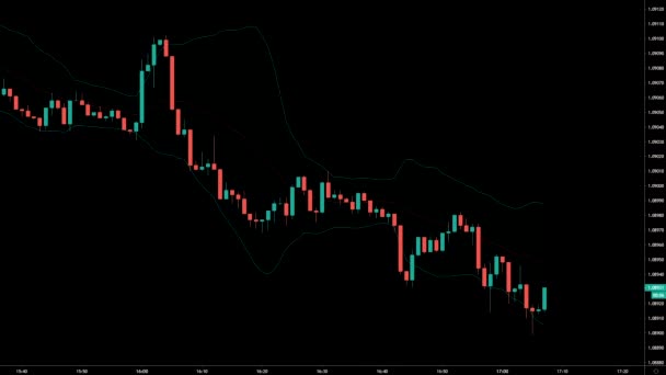 Borsa online grafico prezzo di cambio finanziario. Dati del grafico del candeliere di criptovaluta. Bitcoin crypto diagramma di crescita. Colpo dinamico — Video Stock