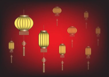 Kırmızı arkaplanda geleneksel Chiness tarzı fener.