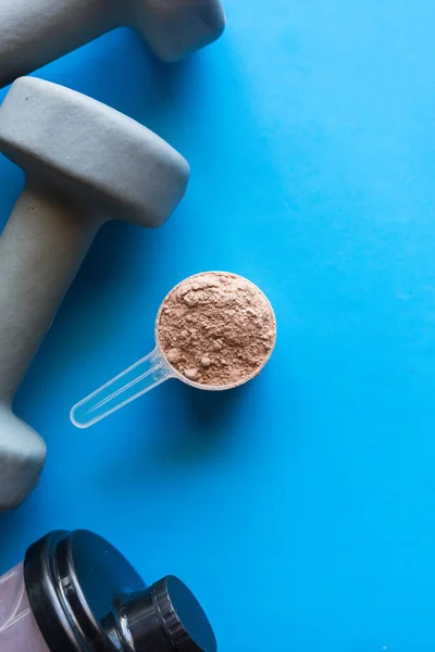 Whey Protein Shake Chocolate Flavor Basic Food Fitness Athletes — Stock Photo, Image