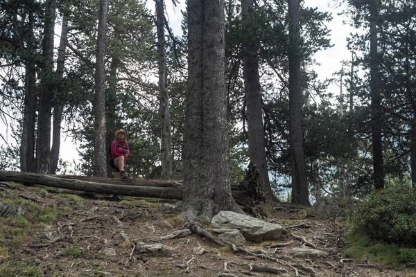 스페인 피레네 산맥의 국립공원 에서 하이킹하는 여성 — 스톡 사진
