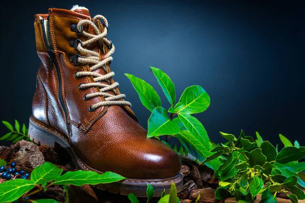 Echte Leren Laarzen Voor Mannen Waterdichte Laarzen Bergen Wandelen Harde — Stockfoto